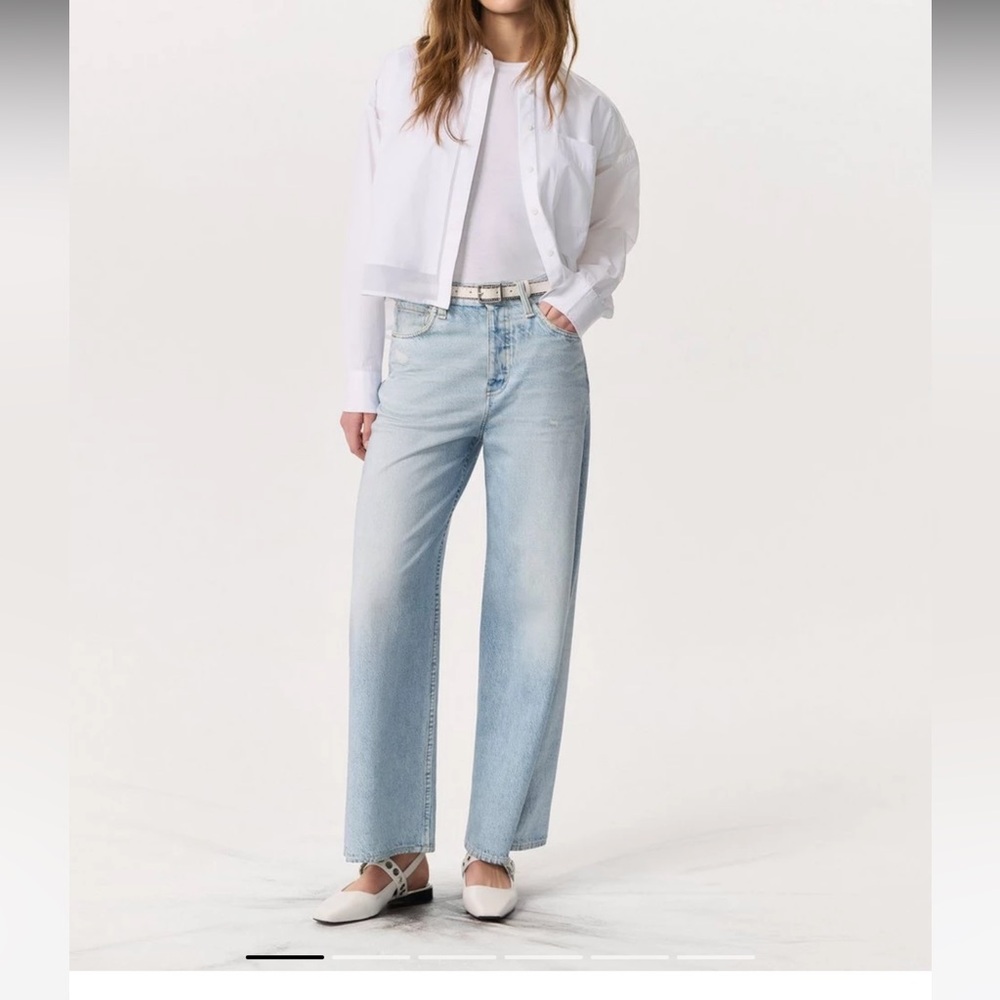 Miramar Sofie High Waist Ankle Wide Leg Terry Sweatpant Jeans Meadowblue 25